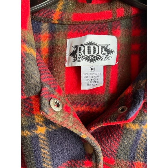 Vintage Fleece Bomber Lightweight Tartan Plaid Jacket Made in Nepal - Picture 8 of 12